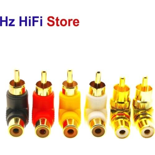 1PCS Plating Gold 90 Degree Elbow RCA Right Angle Connector Plug Adapters Male To Female Audio Adapter
