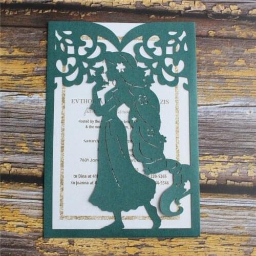 Invitations quinceanera party satin laser cutting customized printing invite supply