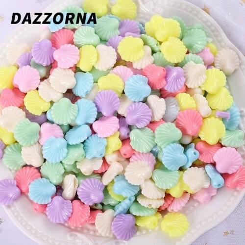 30-150Pcs Cute Cartoon Candy Color Shell Acrylic Beads Oblate with Holes Loose Spacer Beads for Diy Jewelry Beads Accessories