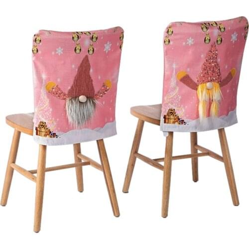 Christmas Chair Back Elastic Stretch Cover Santa Clause Illuminated Dining Kitchen Chair Covers Christmas Decoration For Home