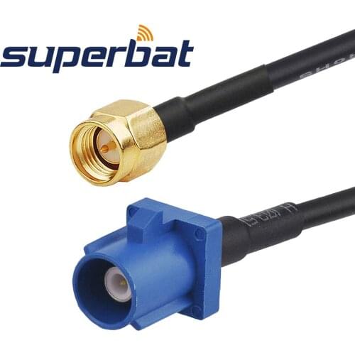Superbat Car GPS Antenna Extension SMA Plug to Fakra C Blue/5005 Male Pigtail Jumper Cable RG174 15cm Customizable