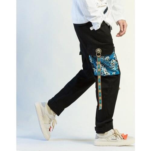 Chinese Style Traditional Clothes For Men Loose Hiphop Cargo Pants Japanece Kimono Oriental Trousers Fashion Streetwear KK3340