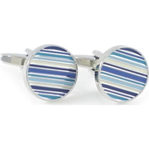 Tonal Blue Stripes Cufflinks Classic Round Blue Tonal Stripes Cuff Links Wedding Cuff Links Birthday Gifts Cuff Links