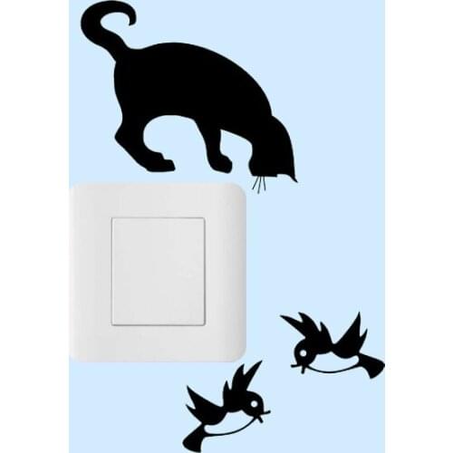 Light Switch Wall Sticker Socket Vinyl Home Decor Cat Birds Animal Sticker