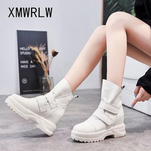 XMWRLW Winter Warm Boots Women Leather Casual Shoes Women High Heels Boot 2020 Autumn Winter Ankle Boots Woman Platform Shoes