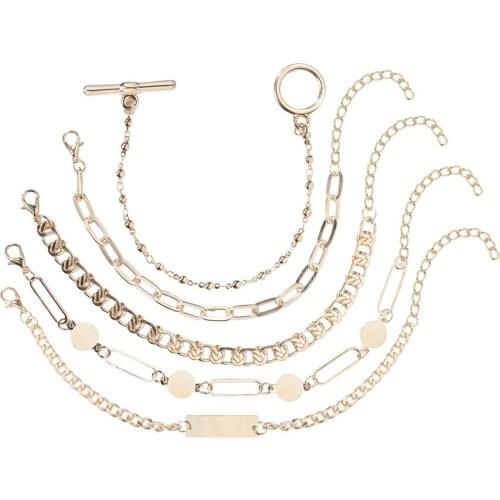 Female Bracelets Fashion Beads Sequins Geometry Adjustable Gold Bracelet Set Simple Women Wedding Party Jewelry Accessories Gift