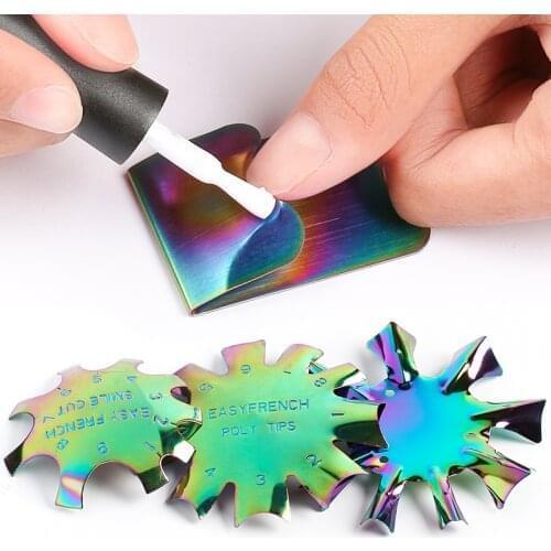 1Pcs/Set Rainbow V-Shape C-Curve Oval Shape Trimmer French French Acrylic Gel Cutter Pink White Cutter Nail Edge Metal Trimmer