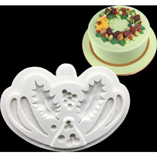 Wholesale 10 pcs/lot Christmas Berry Shapes 100% Platinum Silicone Sugarcraft Mould, Fondant Cake Decorating Tools Bakeware