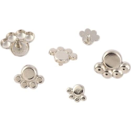 20 pieces Animal Footprints Cartoon Rivets Back Pins Leather Craft Belt Nail Rivets Diy Material Case Bag Shoe Dress Fittings