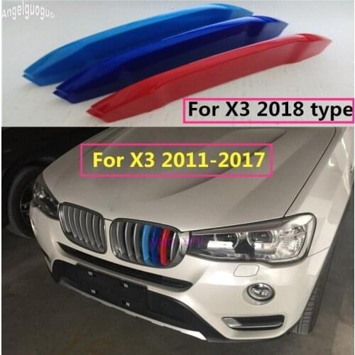 3 pcs/set 3D Colors For BMW X3 2018 2011-2017 F25 Car Front Grille Trim Strips Cover Motorsport Sticker M Decoration Car-styling