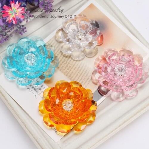 3pc/lots 60mm Big Acrylic Plastic Clear Flatback Flower Beads For Neckalce Jewelry Making Diy Shoes Clothes Decoration Accessory