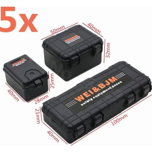 5Sets RC Cars Parts 1/10 Scale Safety Equipment Cases Hard Luggage Box Set Medical Box Tools For RC Crawler Truck Accessories
