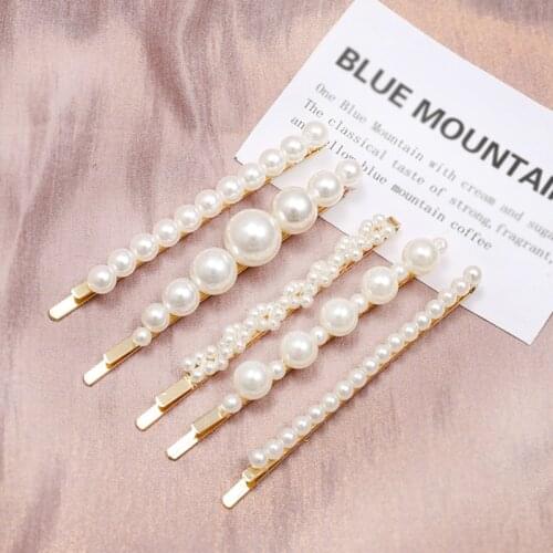 5pcs/lot Big Small Imitation Pearl Beads Hair Clips Hairpins for Women Fashion Hair Jewelry Simple Barrettes Wholesale