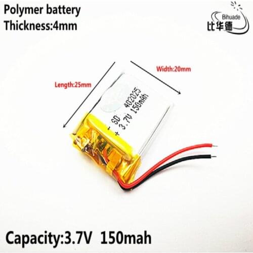 5pcs [SD] 3.7V,150mAH,[402025] Polymer lithium ion / Li-ion battery for TOY,POWER BANK,GPS,mp3,mp4,cell phone,speaker