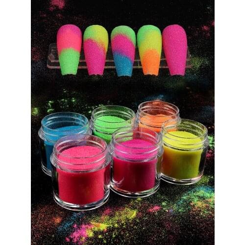 6 Color Nail Acrylic Powder Blue Red Nail Art Fluorescent Sugar Woolen Powder DIY Tips To Decorate Nail Art Accessories 15006101