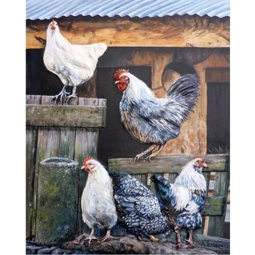 Diamond Embroidery 5D Diy Diamond Painting Chicken Full Square Round Needlework Crafts Wall Sticker DecorationZP-1210