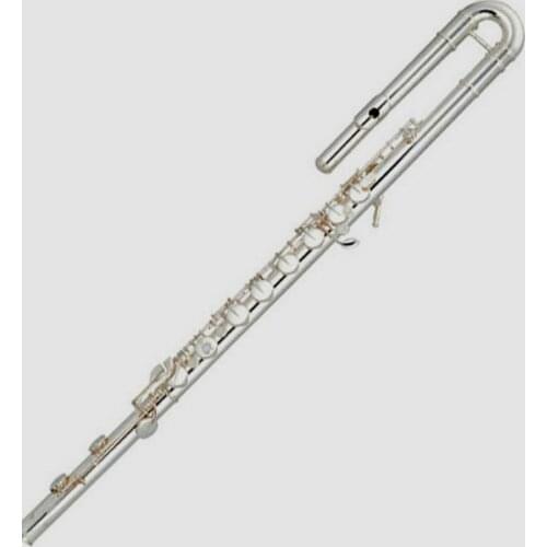Bass flute C key silver plated , cupronickel body case etc