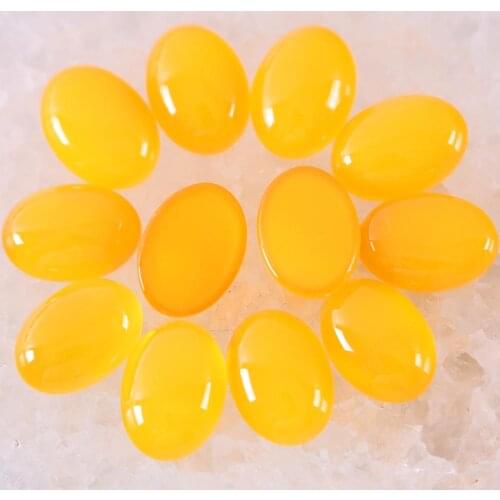10Pcs 16x12MM Oval Cabochon CAB Beads Natural Stone Gem Yellow Jad No Drilled Hole Bead For DIY Jewelry Making Ring K1550