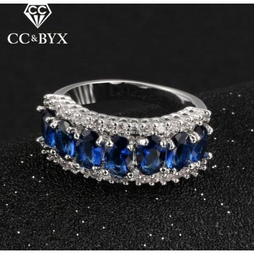 CC Jewelry Fashion Jewelry Rings For Women Cincin Wanita Blue Stone Bridal Wedding Engagement Ring Accessories Bijoux CC1169