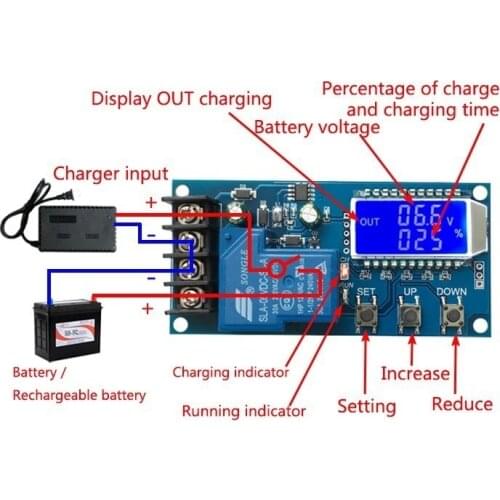 DC 6-60v 30A Storage battery Charging Control Module Protection Board Charger Time Switch LCD Display XY-L30A