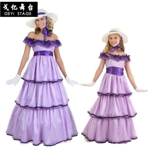 COS southern country pretty ladies wear mother and womens clothing parent-child wear noble purple princess dress evening dress