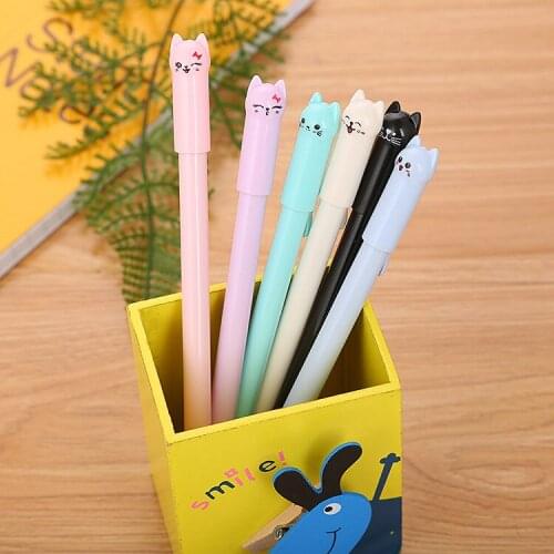 Creative Stationery Cap Cat Cartoon Gel Pen Cute Tail Cat Learning Office Water Pen Manufacturer Direct