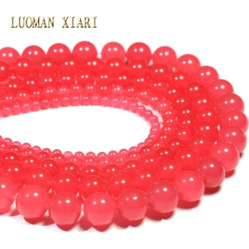 Wholesale Red White Stone Dyed Color Round Loose Stone Beads For Jewelry Making DIY Bracelet Necklace 4/6/8/10/12 mm Strand 15