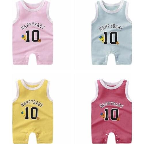 0-24M Newborn Summer Rompers Infant Baby Girls Boys Sports Outfits Cotton Vest Jumpsuit Kids Baby Sleevless Casual Clothes