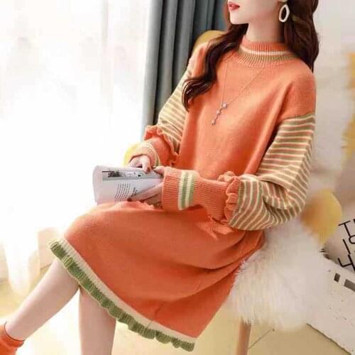 2020 Hot-Selling Fashion Popular Korean Womens Loose Lazy Style Color Matching Sweater Jacket Casual Versatile Long-Sleeved