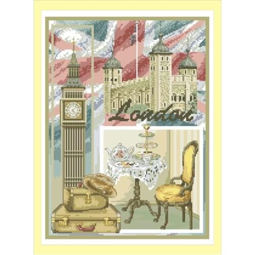London Cross Stitch Kits Counted Embroidery Set 11CT 14CT Printed Canvas Handmade Needlework Crafts Diy Home Decoration Painting