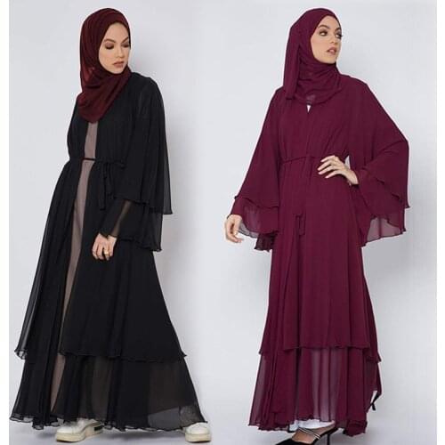 Fashion Ramadan Muslim Women New Clothing Ethnic Chiffon Elegant Long Dress Moroccan Kaftan Dubai Turkey Arab Robe Maxi Dresses