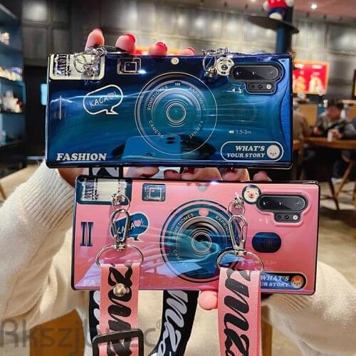 For Samsung Galaxy A6 A7 A8 Plus J2 J3 J4 J5 J6 J7 J8 Prime 3D Camera style soft tpu cover case coque with Lanyard