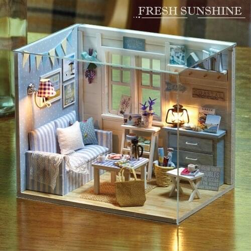 3D Wooden DIY Mini Doll House Kit Manual Assembling Dollhouse Toy Present Wooden Book Nook Inserts Diy Doll house Casa Toys