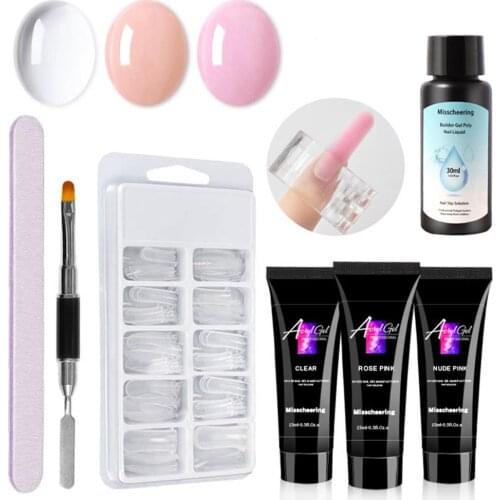 15ML Nail Extension Gel Set Durable Beautiful Crystal Manicure Suit Double-ended Nail Polish Brush Fake Tips Tools