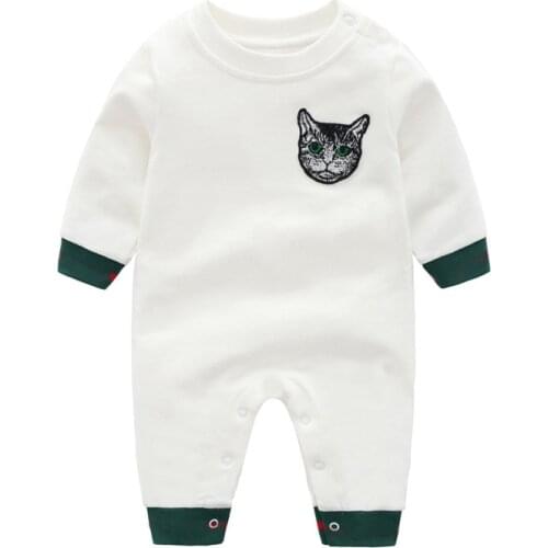 New arrival Spring and Autumn Fashion Brand Style Newborn Baby Clothes White Cotton Long Sleeve Jumpsuit baby boy gir Bodysuit