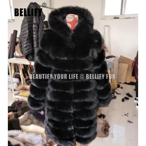 Real Fox fur Hood coat Black Sleeve Detachable Transform outwear Fashion Thick Warm Coat Jacket Fur Vests Women
