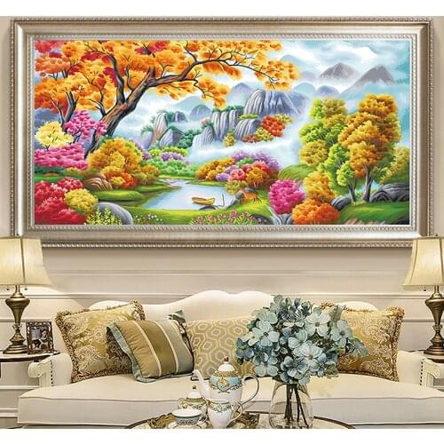 Landscape Series Cross Stitch 11CT Ecological Cotton Thread Printing Embroidery Xanadu Home Decoration Hanging Painting Gift