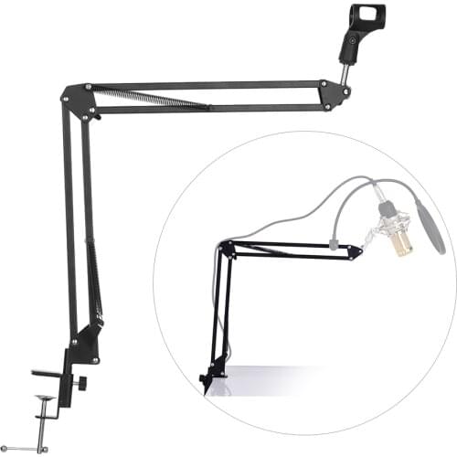Microphone Suspension Scissor Arm Microphone Stand Bracket Metal Material with Microphone Holder for Studio Live Recording