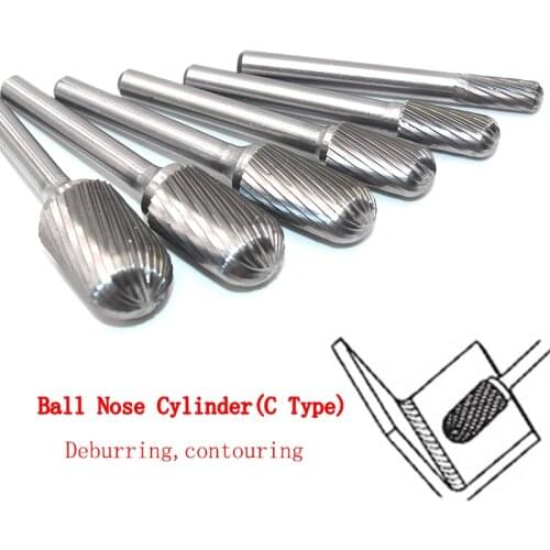 Hand rotary tools carbide Metal File C Cylindrical burr bit tungsten grinding head carving car Polishing Routing cutter file set