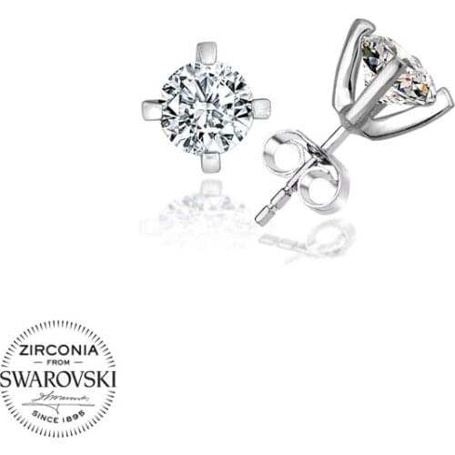 Silverlina Silver Swarovski Zirconia Cubic Zirconia Solitaire Earrings