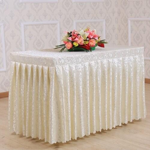 Custom-Made Hotel Tablecloth Meeting Wedding Banquet Check-In Table Buffet Thickening Jacquard Table Skirting Table Cover
