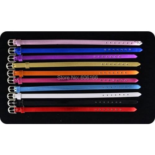 100pc/lot Reflective Leather Bracelet Mix Color fit 8mm Slider Crytal Letters and Charms DIY Wristbands Fashion Jewelry