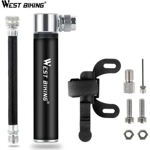 WEST BIKING Hand Mini Bicycle Pump Tire Air Inflator Schrader Presta Valve Ball Needle Hose MTB Accessories Portable Bike Pump