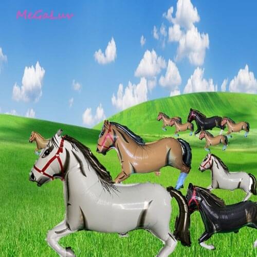 1PC Cartoon Animal Aluminum Film Balloon Running Horse Shaped Balloon Birthday Party Supplies Childrens Toy Farm Animal Balloon