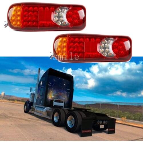 1Pair 46 LED Truck Trailer Tail Lights Turn Signal Light Reverse Brake Rear LED Lamp 12V/24V Fog light