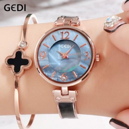 Female Wristwatch GEDI Unique Bracelet Watches Women Top Brand Women Quartz Watch Elegant Quartz Wristwatch Ladies reloj mujer