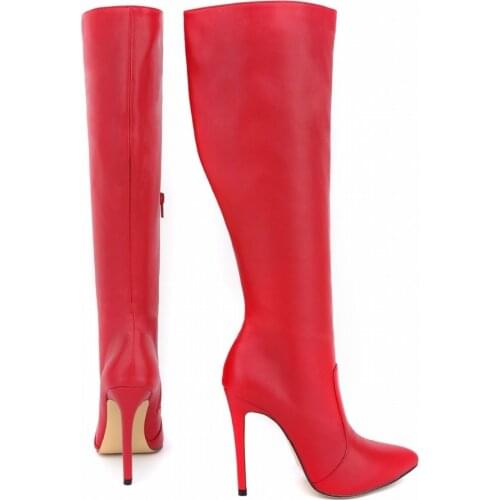 LOSLANDIFEN 2020 Winter Over The Knee Women Boots Leather Sexy High Heels Slip on Shoes Pointed Toe Woman Long Size 35-42