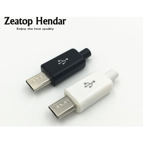 10Pcs Micro USB 5 Pin Male Plug Welded Longer Type USB Tail Charging Socket for Android ect. 4 in 1 DIY Parts