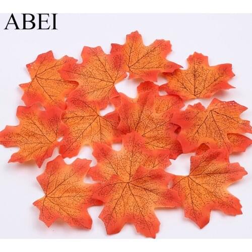 100pcs/lot Fake Fall Flower Leaf Artificial Silk Maple Leaves For Home Wedding Party Decoration Scrapbooking Craft DIY