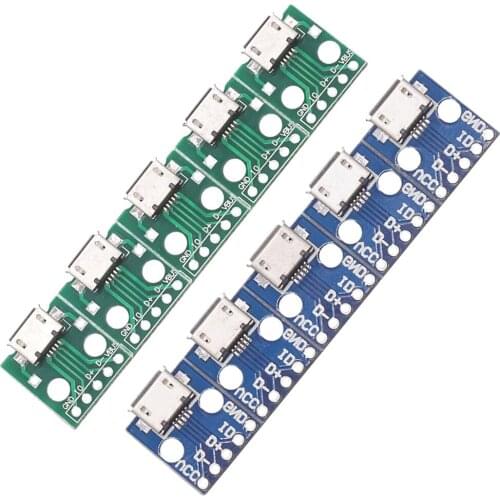 100PCS MICRO USB To DIP Adapter 5pin Female Connector B Type PCB Converter Breadboard Switch Board SMT Mother Seat
